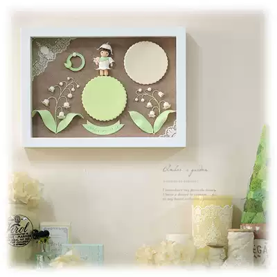 Handmade custom baby print Baby Full Moon 100 days hand foot print picture frame newborn gift happiness Lily Valley Elf