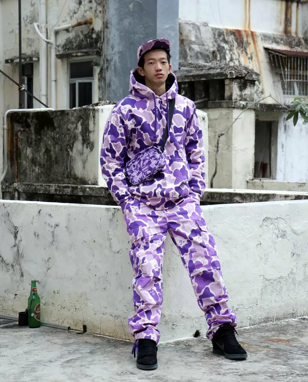 [Spot] РИП Н ДИП КЕЙМО Cargo брюки Лютик Кот средний палец Кот Purple Каморфед Рабочие топ прилив