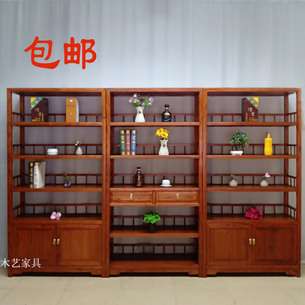 Bogu rack solid wood new Chinese style Duobao Pavilion antique shelf bookshelf elm partition goods tea rack display combination rack