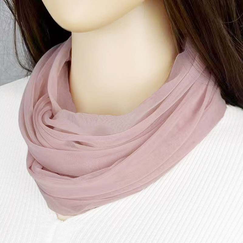 Spring and Summer Women's Pullover Neck Scarf, Sun Protection Neck Cover, Thin Gauze Scarf, Fashionable and Versatile Small Silk Scarf