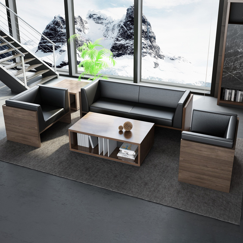 Office sofa simple modern fashion casual three-person office business reception room sofa coffee table combination set