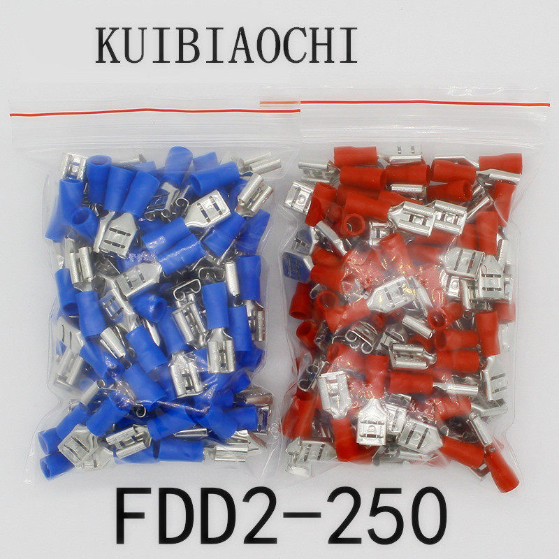 FDD2-250 wiring terminals Cold pressed terminals mother pre-insulation 6 3 inserted spring brass 100 red blue
