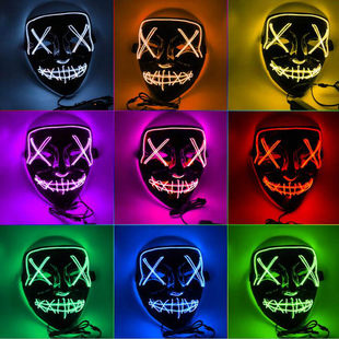 Хэллоуин свет LED маска ТИК Так черный гримаса в этом же моделье реквизит флуоресценция V слово ужас 10 цвет взрыв вспышка свет class=