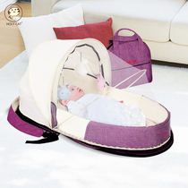  Crib mid-bed summer anti-pressure portable backpack multi-function folding newborn baby bed to bed artifact