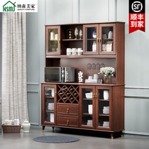 American simple all solid wood dining side cabinet Kitchen cupboard European restaurant high wine cabinet Large capacity storage storage cabinet