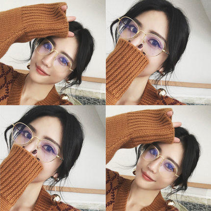 ulzzang round frame retro makeup glasses frame female Korean version of the tide net red Phnom Penh myopia glasses female Harajuku decoration