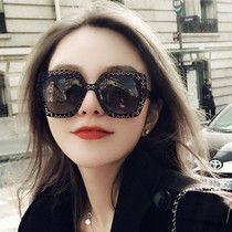 Star big frame elegant square ultra light sun glasses female Zhou Yangqing hollow sunglasses tide round face Korean glasses