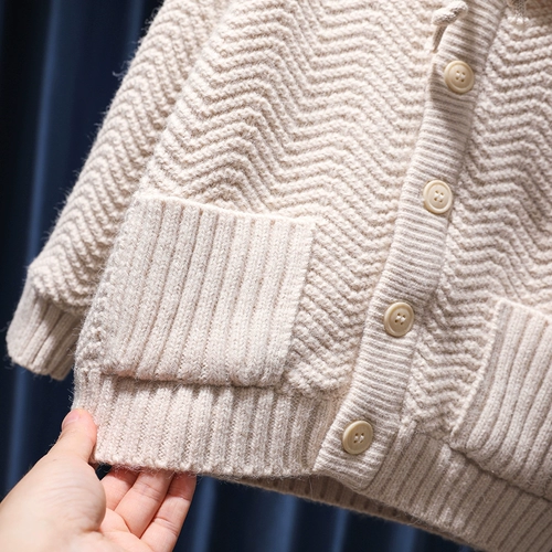 Трикотажный пуховик, свитер, толстовка с капюшоном, бархатная флисовая куртка для девочек, кардиган, коллекция 2023, увеличенная толщина