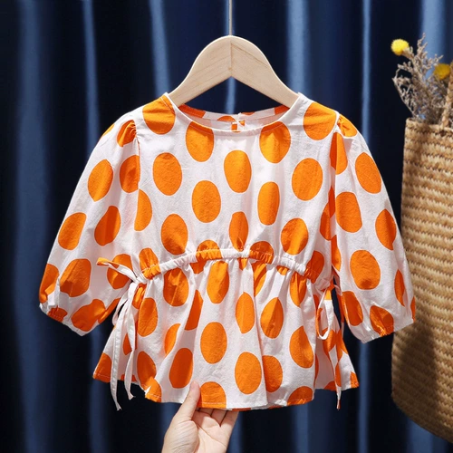 Весенний детский лонгслив, рубашка для девочек, кукла, коллекция 2022, с рукавом, в западном стиле