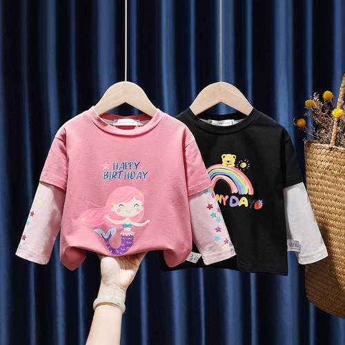 Базовый приятный телу детский осенний хлопковый лонгслив, в западном стиле, 2024 года, в корейском стиле