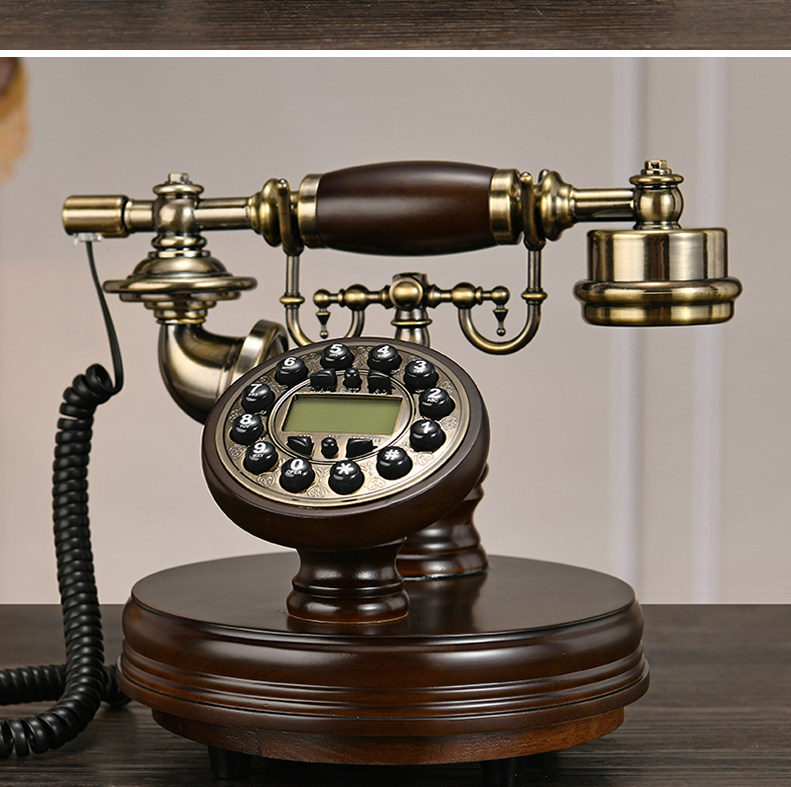 Проводной и DECT-телефон 美式覆古彷古电话机老式实木家用座机欧式无线插手机卡全网通电话