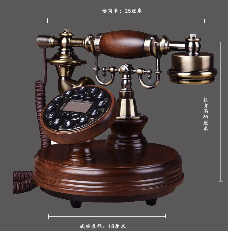 Проводной и DECT-телефон 美式覆古彷古电话机老式实木家用座机欧式无线插手机卡全网通电话