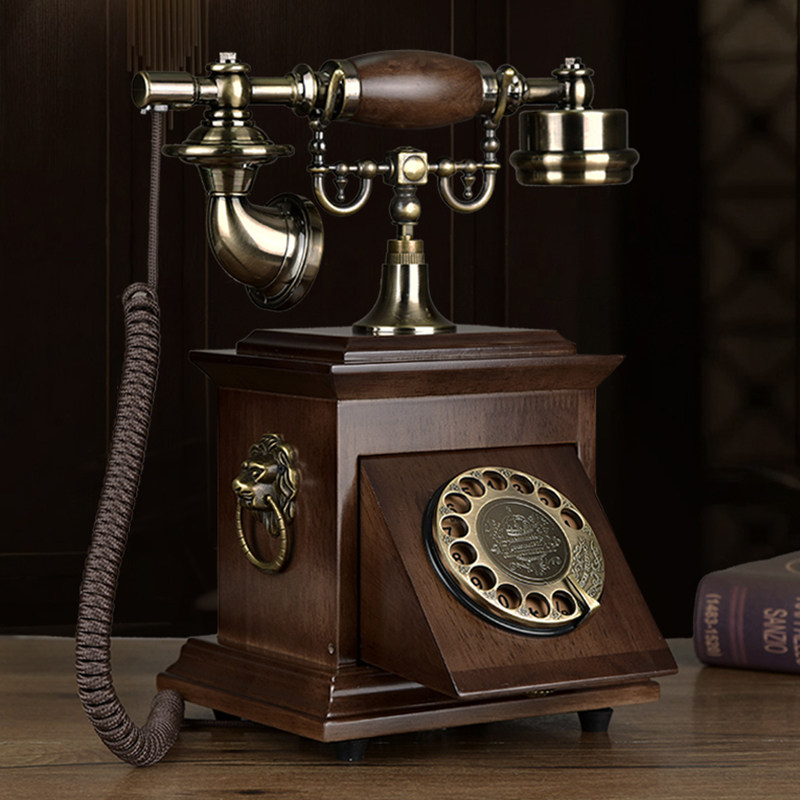 Special offer Old-fashioned retro solid wood rotary telephone European-style antique American home phone New Chinese card landline
