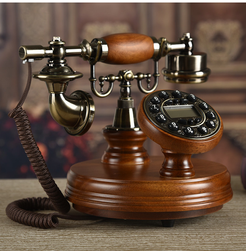 Проводной и DECT-телефон 美式覆古彷古电话机老式实木家用座机欧式无线插手机卡全网通电话