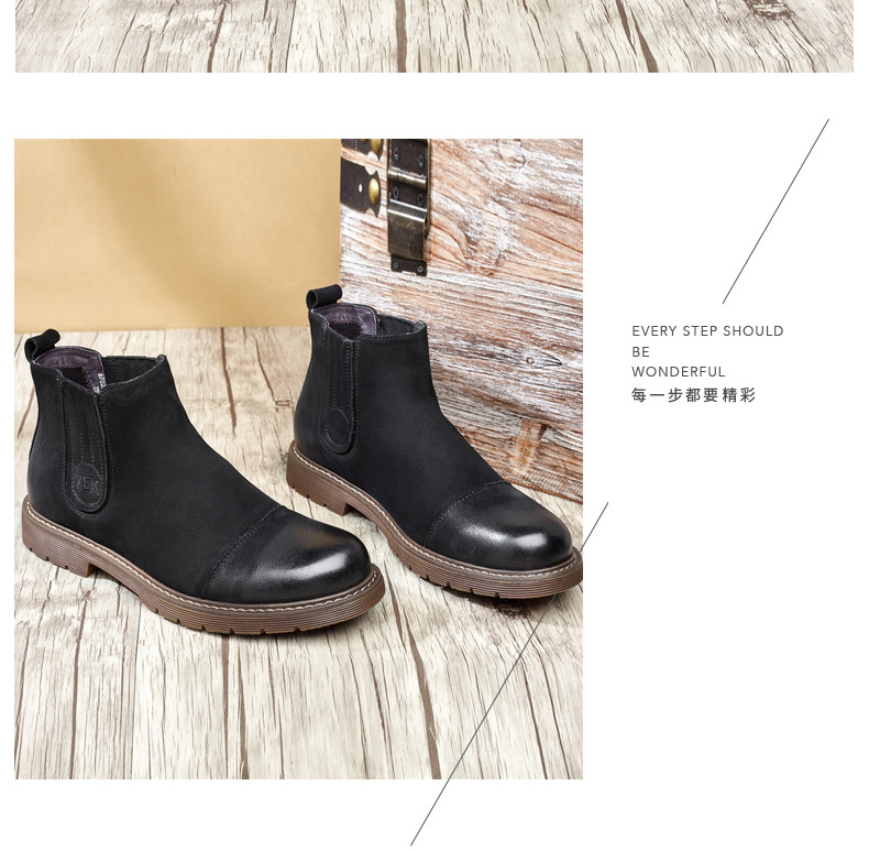 Giày da nam Yier Khang 2019 mùa thu mới bằng da mờ thoải mái thoáng khí hàng ngày - Giày ống chelsea boot nam hà nội