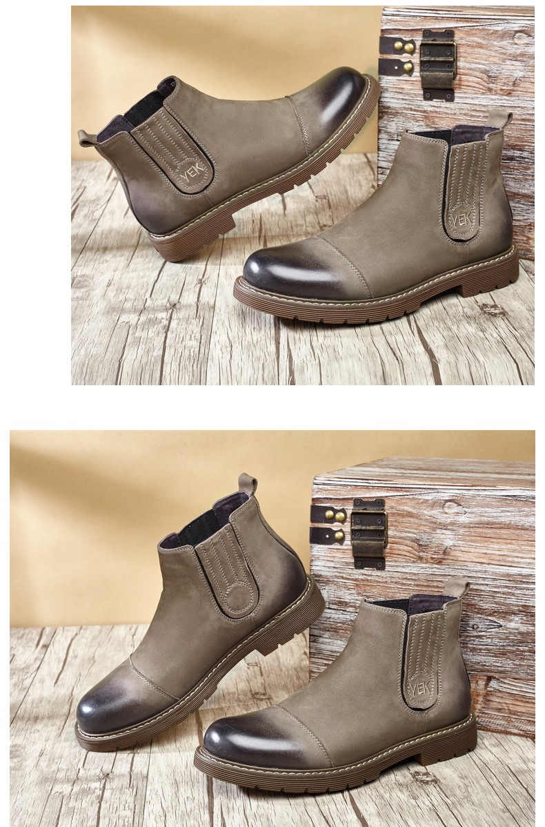 Giày da nam Yier Khang 2019 mùa thu mới bằng da mờ thoải mái thoáng khí hàng ngày - Giày ống chelsea boot nam hà nội