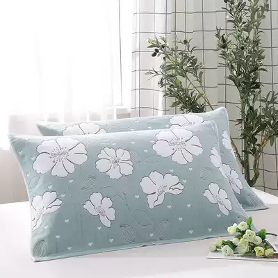 Pure cotton pillow towel enlarged thickened 100% cotton six-layer gauze pair pillow headscarf single simple home soft cartoon