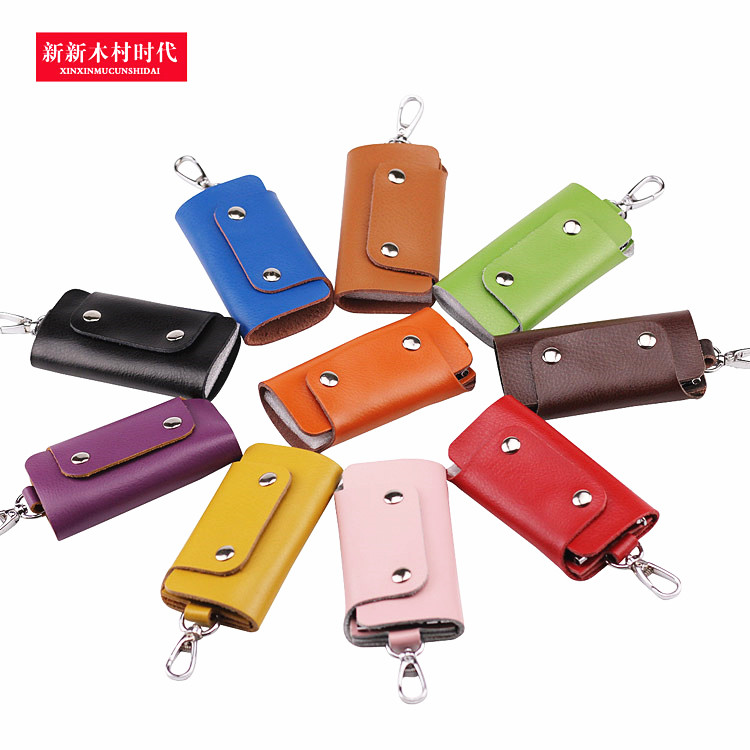 Da chìa khóa xe túi da của nam giới eo keychain đơn giản sáng tạo có thể ngăn chặn LOGO ví móc chìa khóa nữ
