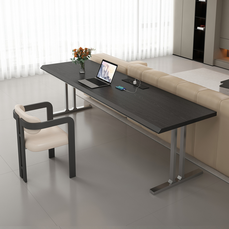 Long Table Behind the Sofa, Home-Use Double Study Table, Transformed into a Living Room, All-Solid Wood Desk, Computer Desk, Natural Wood Workbench