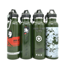 Double vacuum 304 stainless steel thermos cup military green wide mouth sports kettle outdoor mountaineering leak-proof water Cup 600ml