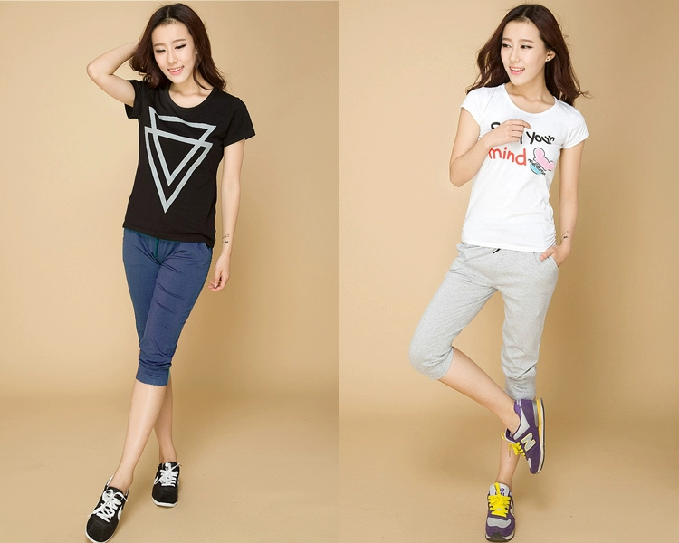 Quần crop top 2017 quần lửng thể thao nữ quần lửng là quần mỏng tại nhà quần harem quần lửng