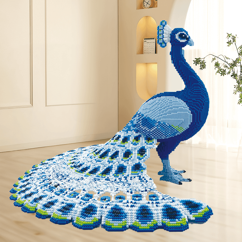 【70Cm】Officially Licensed Giant Blue Peacock Building Blocks Educational Toy Particle Assembly for Adults as a Gift