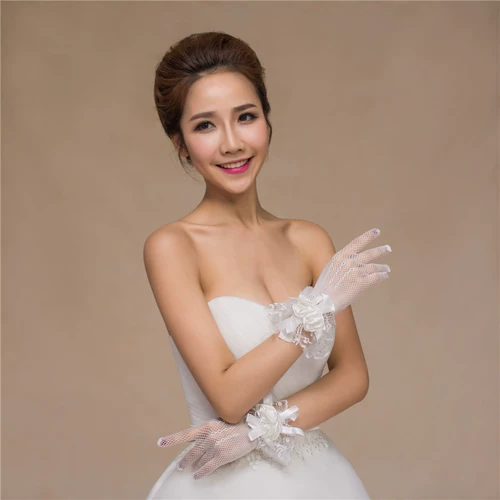 Ципао для невесты, свадебное платье, красные перчатки, короткая кружевная лента