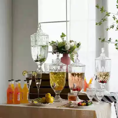 Nordic glass cold water bottle juice beverage with faucet glass Diamond wine bottle large capacity high temperature resistant beverage machine can