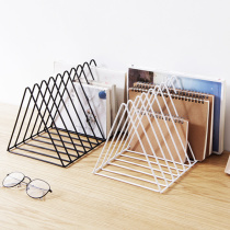 Nordic file rack Wrought iron small bookshelf Simple creative desktop storage rack Living room decorative table Student book stand