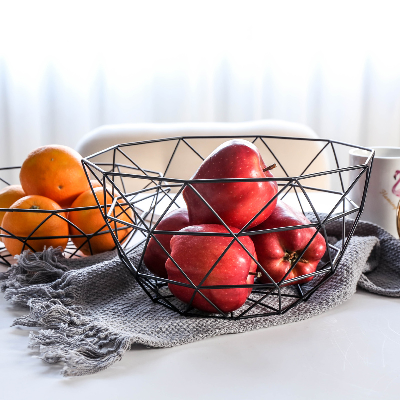 Nordic Creative Home Iron Fruit Basket Household Snack Living Room Desktop Accessing Basket Modern Simple Fruit Disk