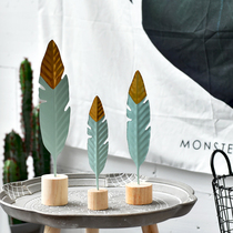 ins Nordic Wind minimalist Creative Iron Art Feather Living Room Table Bedroom Table Decoration Pendulum Set Shooting Props