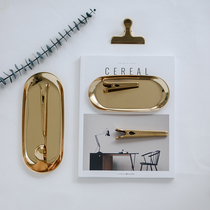 ins Nordic Wind oval metal small butterfly gold stainless steel disc Lower afternoon tea dessert tray Jewelry Containing tray