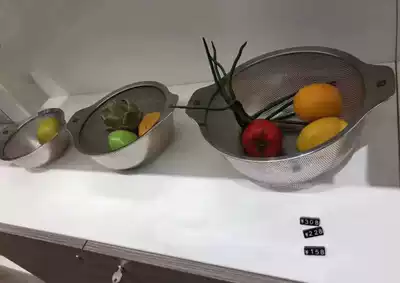 German double stainless steel drain basket washing basket fruit basket rice basket 24 20 16CM