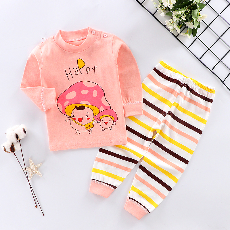 Bông childrens đồ lót vai mở quần mùa thu bé bông bông bộ trẻ sơ sinh quần pajama 0-5 nhà quần áo.