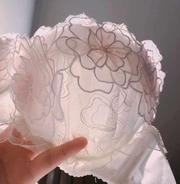 Micisty / Mickey Flower Sợi ren Petal Đồ lót trong suốt Thu thập Net Red Goddess Bra Set - Áo ngực không dây quần lót cotton
