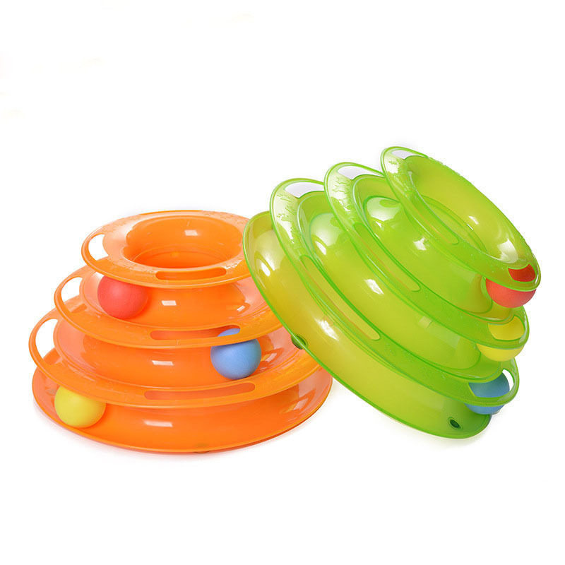 Cat toy three-layer cat turntable cat play plate rotating mouse cat scratch board track ball game plate teaser stick