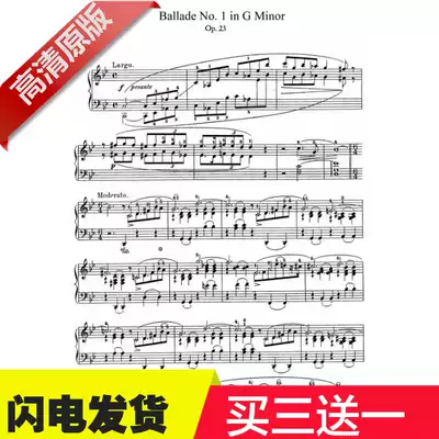 Chopin's first narrative song G minor op23no1 original piano score with fingering with pedal