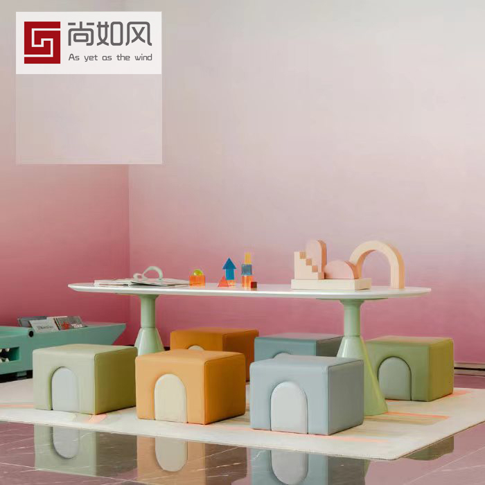 Simple Low Stools and Chairs for Children's Play Area in Sales Office, Nordic Modern Entertainment Area, Handmade Casual Solid Wood Tables and Chairs for Babies