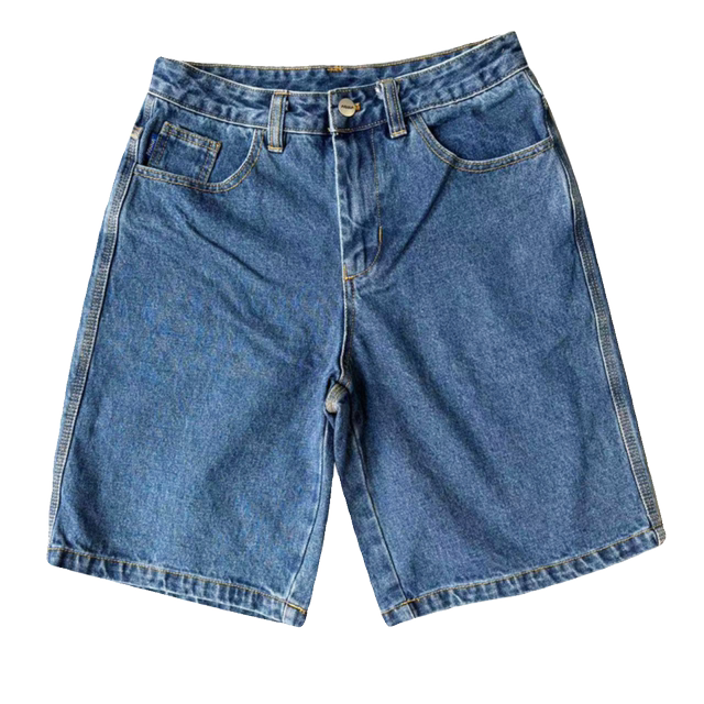 ການຄ້າຕ່າງປະເທດສີຟ້າ denim ສັ້ນຜູ້ຊາຍສັ້ນ summer ວ່າງຊື່ງ່າຍດາຍສະດວກສະບາຍ versatile trendy ຍີ່ຫໍ້ກາງເກງຂາຍາວສໍາລັບຜູ້ຊາຍ