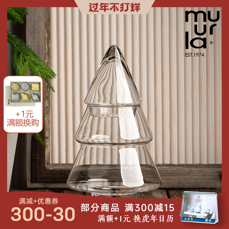 Finland muurla glass Christmas tree storage jar candle holder New Year decoration Christmas creative gift storage