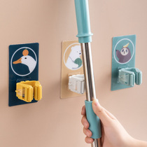 Punch-free mop adhesive hook bathroom paste broom storage rack sticky hook strong viscose mop clip artifact
