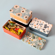 Mini portable storage box small exquisite box rectangular desktop snack jewelry box tinplate storage box