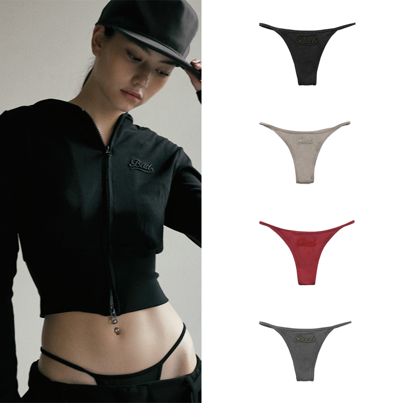 Korean Badblood American-Style Sexy Thong with Thin Straps and Low Waist, Letter Embroidery, Inner Wear, Layered Thong