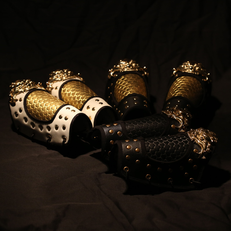 Jiangdong Ji Hanfu Armor Genuine Leather Wrist Guards Arm Guards Pure Copper Beast Devouring Mountain Armor Pattern Handmade Hanfu Accessories