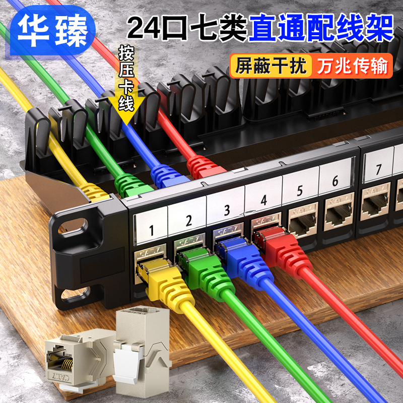 Cat7 Category 7 Network Patch Panel, Straight-Through Shielded 24-Port, No Need to Punch Holes for Network Cables, Cat6A Category 6, Category 6A Cat7 Category 7 Network Patch Panel, Straight-Through Shielded 24-Port, No Need to Punch Holes for Network Cables, Cat6A Category 6, Category 6A