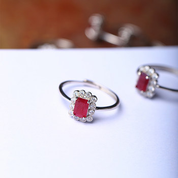 High-quality colored treasures, natural ruby sterling silver inlaid rings, women's jewelry, colored treasures, crystal rings, jewelry gifts