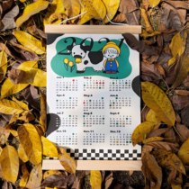 Puppy Tobi Cooperation Consignment of -2021 Hanging Calendar Cotton Linen Solid Wood Retro Feel Calendar Original Mural Decoration