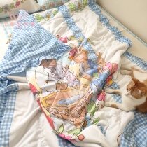 (original) St. Water Baptistery Rabbit Rabbit Ice Silk Mat Summer Cool Quilt with cuddly checkered lotus leaf edge full cotton summer quilt cool mat