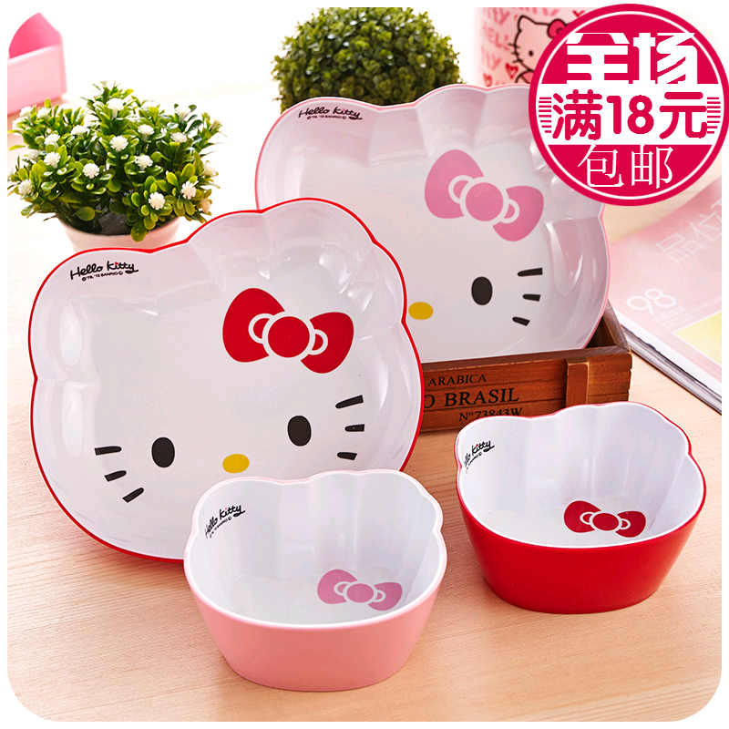 Hello Kitty Melamine Tableware, Cute Kidsren's Rice Bowl, Small Soup Bowl, Thickeneded Salad Bowl, Super Cute and Creative