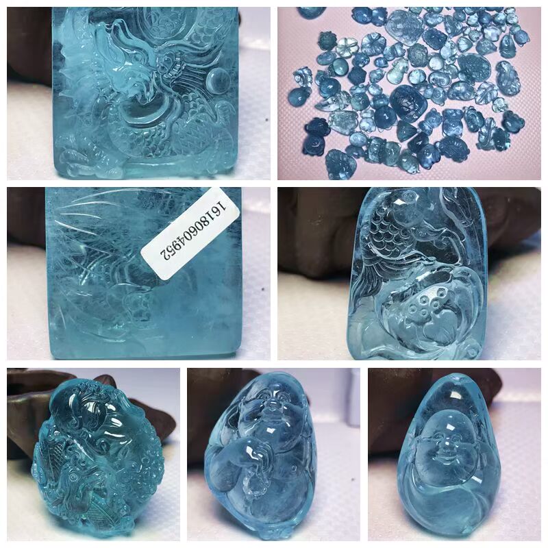 Kangxi loài băng tự nhiên Hailanbao chạm khắc trực tiếp vòng tay vòng tay nữ vòng tay mặt dây chuyền nhẫn đá gốc một điều một hình - Vòng đeo tay Cuff vòng tay dw chính hãng